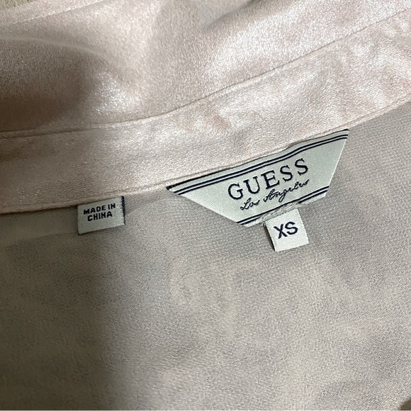 Guess Sheer and Shimmer Button Down Blouse - Picture 5 of 8